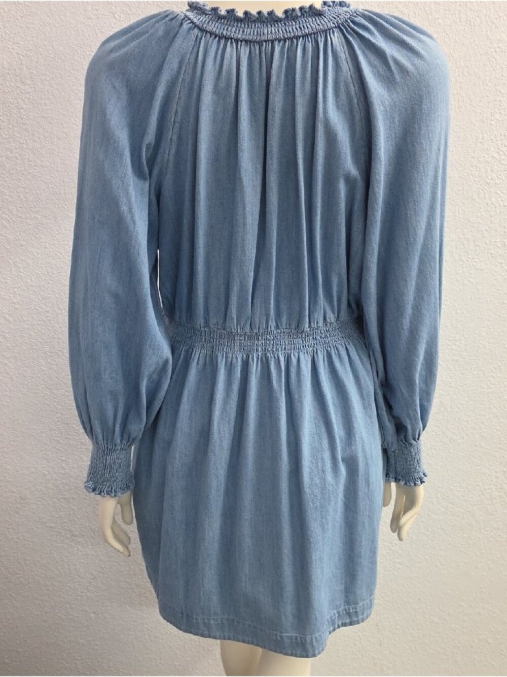 Old Navy Blue Cotton Chambray Denim Empire Mini Dress Large - Picture 2 of 9